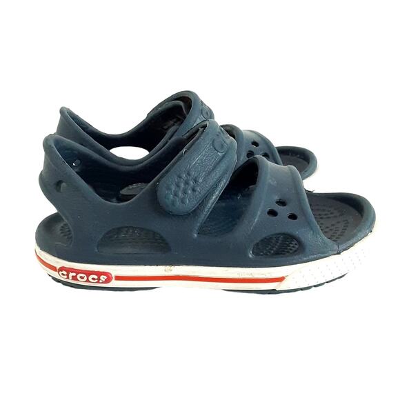 Crocs Crocband II Sandals Navy Blue Adjustable Hook & Loop Strap Toddler C5 - Picture 4 of 9